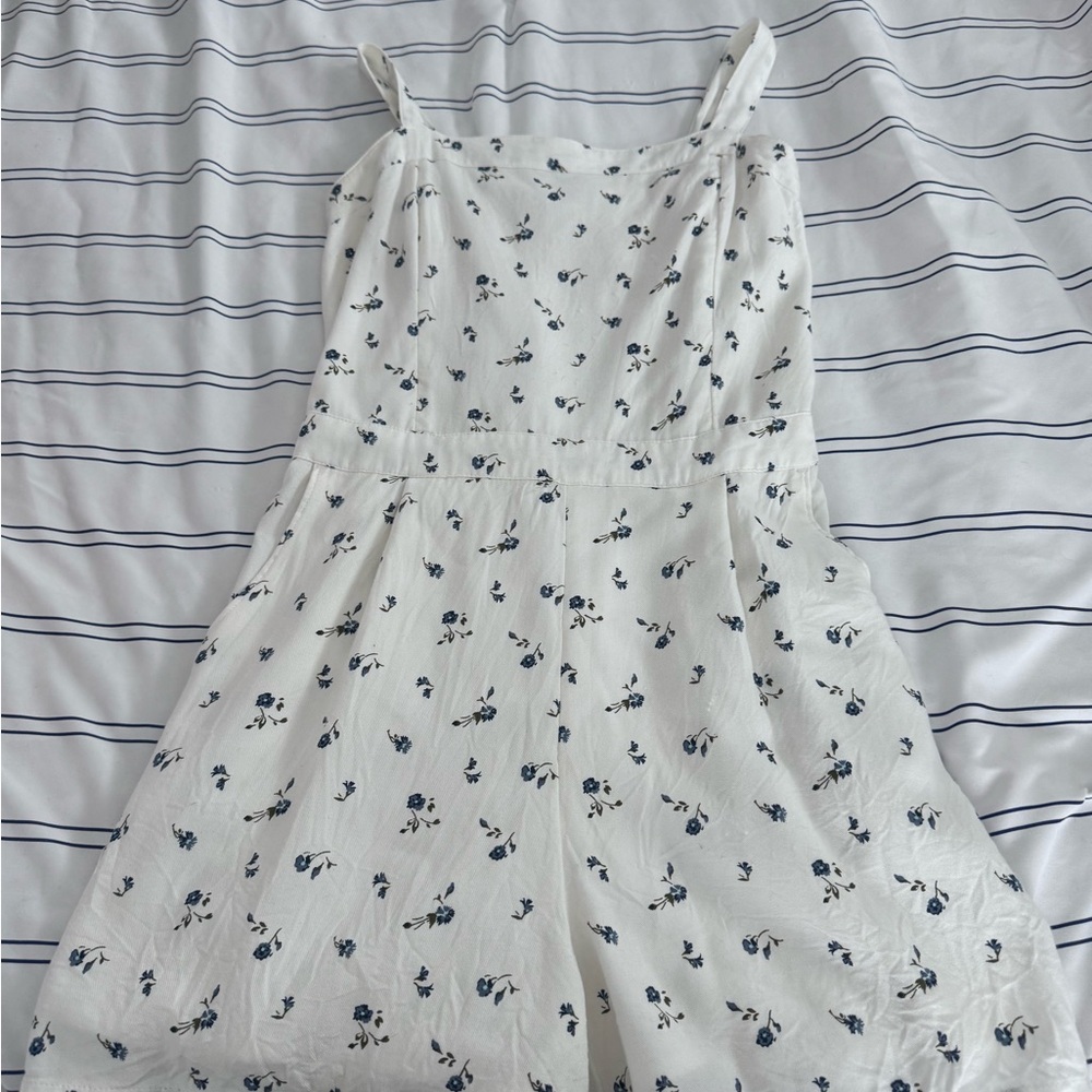 Hollister Cream Dress with Blue Floral Pattern